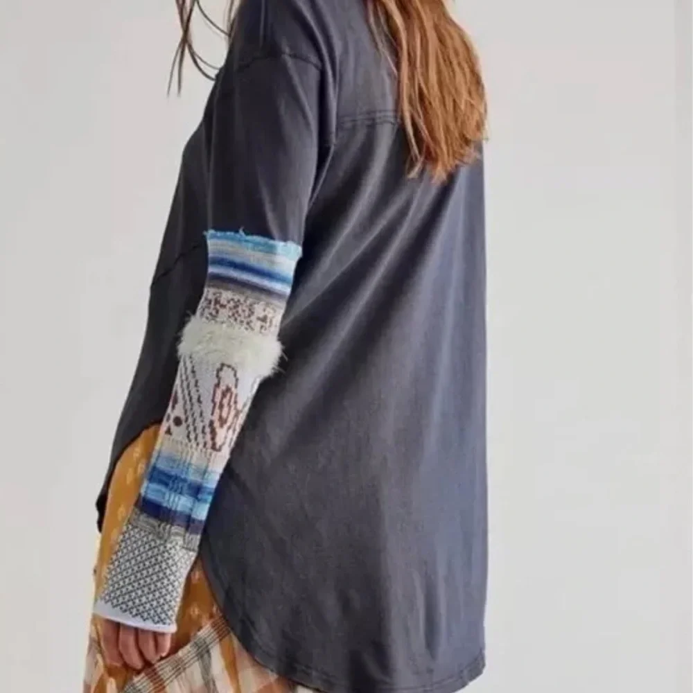NWT! Free People Heritage Mix Cuff Long Sleeve Top